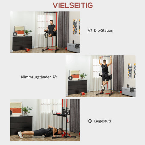 Rootz Foldable Power Tower - Pull-Up Station - Adjustable Fitness Station - Easy Assembly - 99cm x 79cm x 127-223cm
