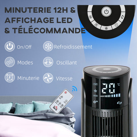 Rootz Column Fan Tower Fan - Air Cooler - 2-in-1 Fan - Remote Control, Timer, Swivel - 31.5cm x 31.5cm x 107cm - Keep Cool and Comfortable
