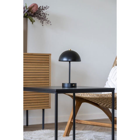 Rootz Table Lamp - Black/Brass Rechargeable Light - Metal Lamp - Portable Illumination - 15cm x 15cm x 25cm