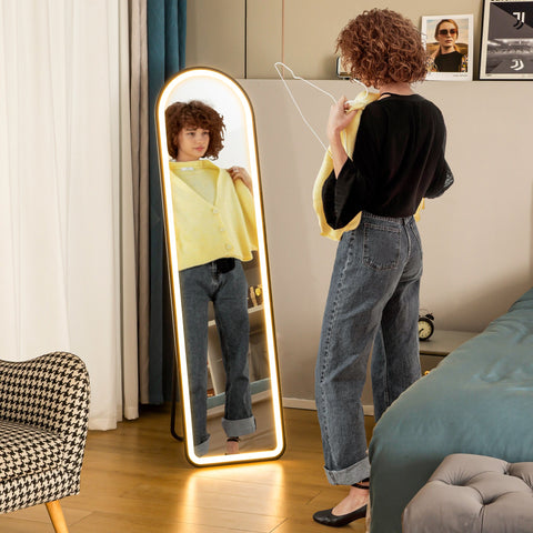 Rootz Full Length Mirror - Freestanding Mirror - Standing Mirror - Dimmable LED - 150cm x 40cm - Modern & Elegant Design for Living Room