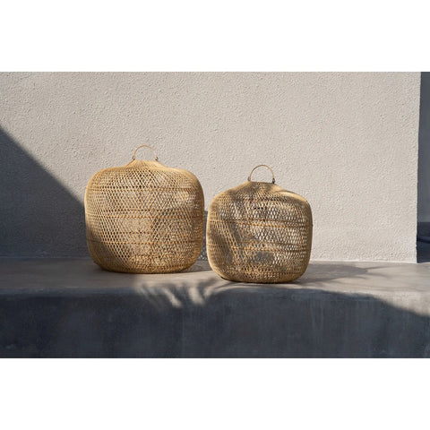 Rootz Batu Bolong Pendant - Natural - Stylish Light Fixture - Versatile Rattan Art - 48cm x 48cm x 48cm