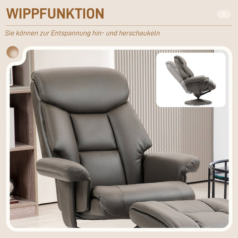 Rootz TV Recliner Chair with Stool - Gaming Chair - Rocker Function - Faux Leather - 81cm x 95cm x 107cm