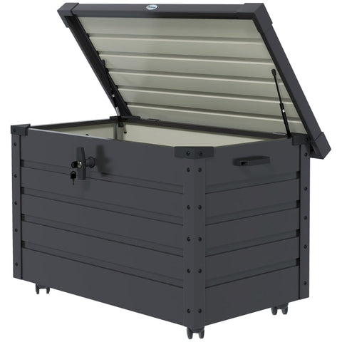 Rootz Outdoor Storage Box - Garden Box - Cushion Box - Weather Resistant - 4 Wheels - 100cm x 62cm x 65cm - Dark Gray