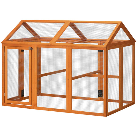 Rootz Wooden Chicken Enclosure - Chicken Cage - Metal Coop - 140 x 88.5 x 106 cm - Protects with Lockable Doors