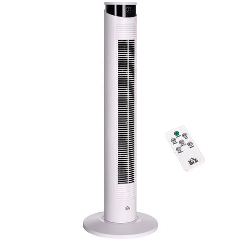 Rootz Column Fan with Remote Control - Tower Fan - Oscillating Fan - Energy Saving Timer - Ø 31.5 x 93 cm - White