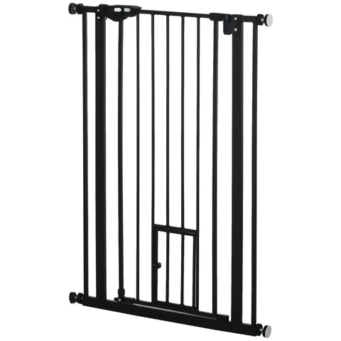 Rootz Pet Safety Gate - Dog Door Guard - Adjustable Width - Steel - Automatic Close - Double Lock System - 68cm x 104cm x 5cm