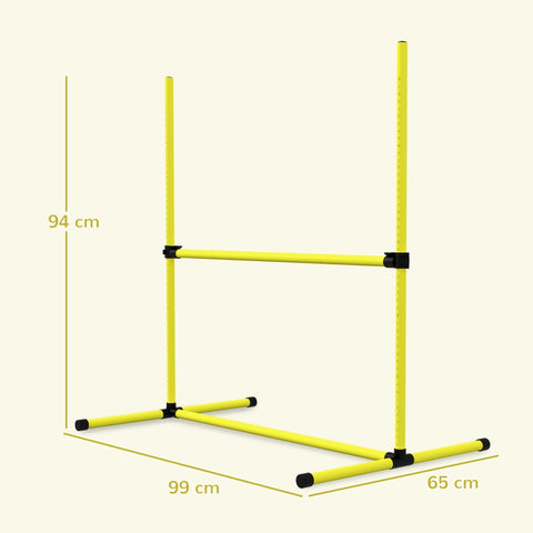 Rootz Dog Agility Set - 4 Piece Puppy Training Kit - Obstacle Course - Adjustable Height - Indoor Outdoor - Lightweight - Yellow - 99cm x 65cm x 94cm
