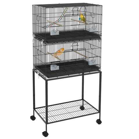 Rootz Standing Bird Cage - Aviary - Bird Enclosure - Easy Cleaning - 77cm x 46cm x 164cm