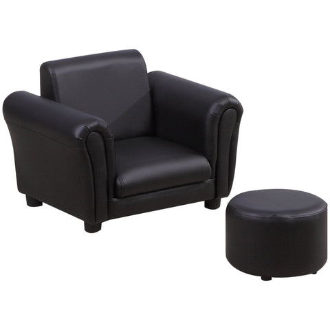 Rootz Children's Armchair with Footstool - Mini Sofa - Kids Lounge Chair - Comfortable Seating - Safe Design - Durable and Stable - 54cm x 42cm x 41cm (Sofa), 26cm x 26cm x 18cm (Stool)