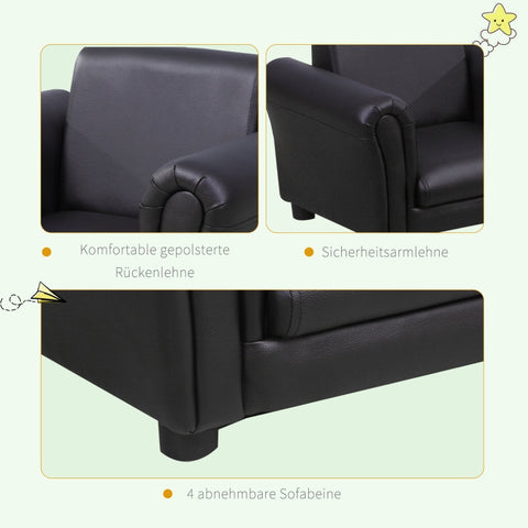 Rootz Children's Armchair with Footstool - Mini Sofa - Kids Lounge Chair - Comfortable Seating - Safe Design - Durable and Stable - 54cm x 42cm x 41cm (Sofa), 26cm x 26cm x 18cm (Stool)
