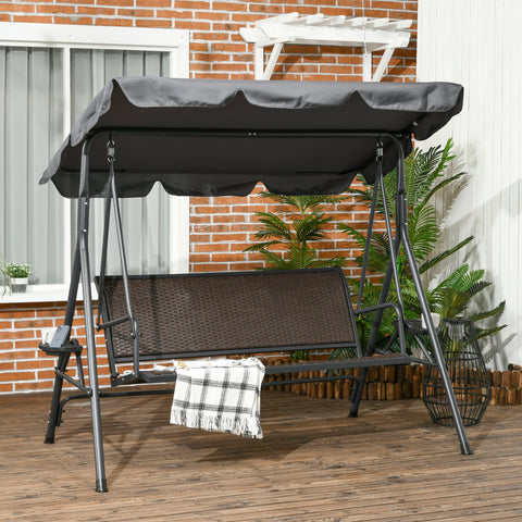 Rootz 3-Seater Garden Lounger - Outdoor Swing - Patio Recliner - Ergonomic Design - 204cm x 112cm x 150cm