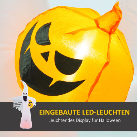 Rootz Halloween Inflatable Pumpkin Ghost - LED Lights - Flame Light - Spooky Atmosphere - Weatherproof - 140cm x 46cm x 240cm