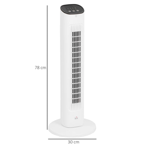 Rootz Column Fan 50W - Tower Fan - Oscillating Fan - Quiet Cooling - 30 x 30 x 78 cm - Remote & Timer Included