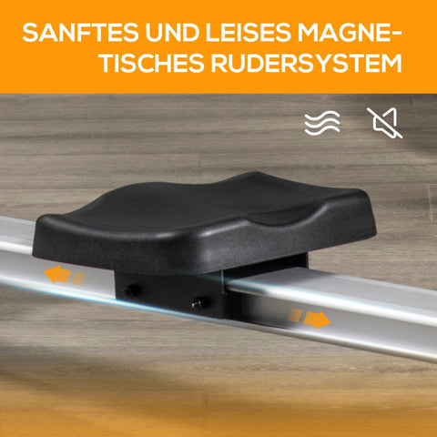 Rootz Foldable Rowing Machine - Magnetic Resistance - Home Workout Equipment - LCD Display - Adjustable Seat - 185cm x 58cm x 57cm