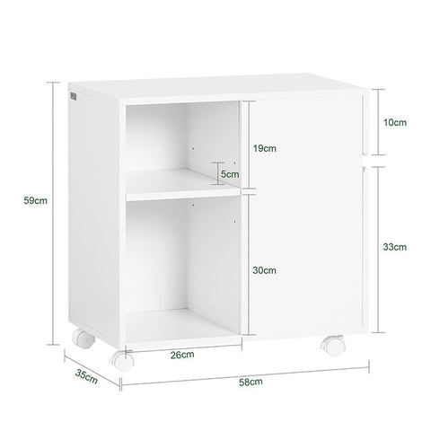 Rootz Mobile File Cabinet - Filing Unit - Document Storage - Adjustable Shelves - 58x59x35cm