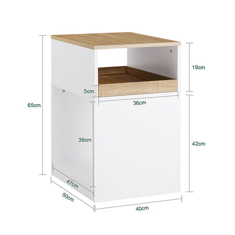 Rootz Printer Table - Office Table - Stand with Drawer - 41kg Resilience - 40x65x50cm - PB (E1) - Aesthetic Filing Cabinet with Hidden Wheels