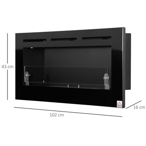 Rootz Wall Bioethanol Fireplace - Burner - Eco-Friendly Fireplace - 3.5 Hours Burn - 102L x 16W x 43H cm