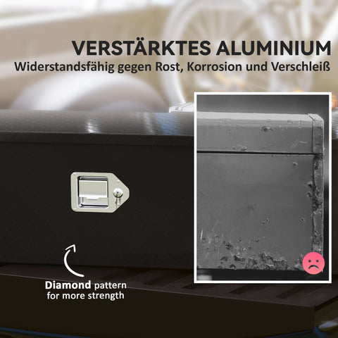 Rootz Aluminum Storage Box - Tool Box - Lockable Box - Weather Resistant - 99cm x 33cm x 25.5cm