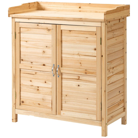 Rootz Garden Shed - Tool Shed - Storage Cabinet - Solid Fir Wood - Pre-Oiled - Durable & Moisture Resistant - 83L x 40W x 92H cm