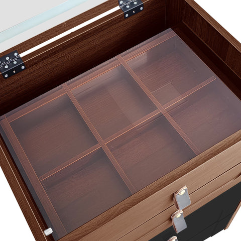 Rootz Dressing Table Set - Vanity Table - Makeup Table - LED Lighting - 50×40×115.6 cm - Elegant Design - Black+Brown