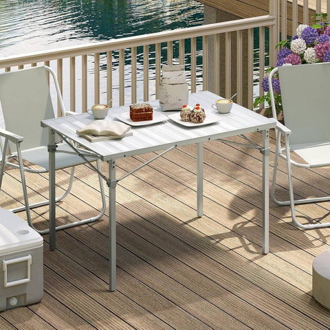 Rootz Camping Table - Folding Table - Collapsible Outdoor Table - Aluminum Frame - 69cm x 70cm x 104cm