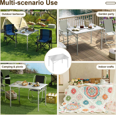 Rootz Camping Table - Folding Table - Collapsible Outdoor Table - Aluminum Frame - 69cm x 70cm x 104cm
