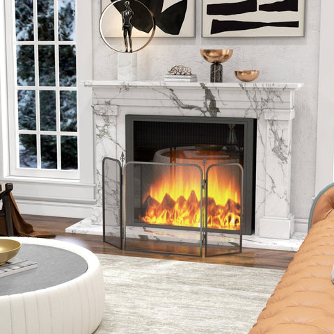 Rootz Fireplace Spark Guard - Fire Screen - Hearth Protector - Ensures Safety - 96W x 1.3D x 56H cm