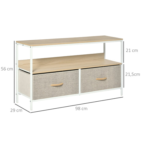 Rootz Low TV Cabinet - Industrial TV Stand - Media Console - Ample Storage - 98W x 29D x 56H cm