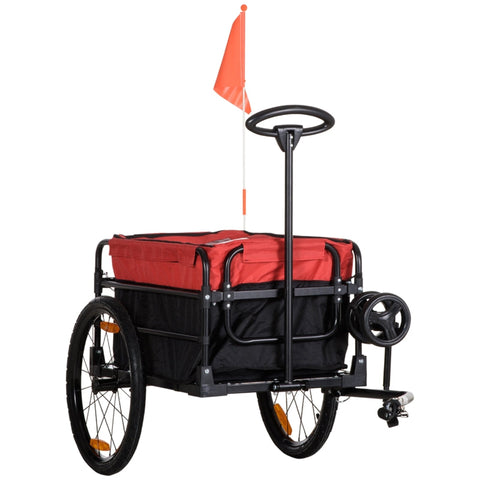 Rootz Transport Trailer & Handcart - Cargo Trailer - Bike Cart - Smooth Ride - 130cm x 64cm x 64/103cm