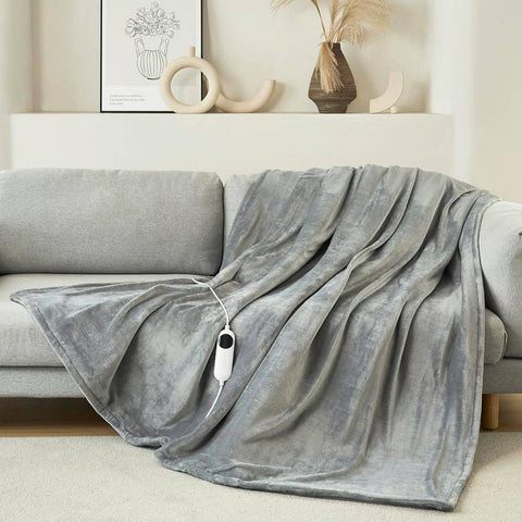 Rootz Flannel Electric Blanket - Heated Throw - Warming Blanket - Smart Temperature Control - Adjustable Timer - Machine Washable - 180x130cm, 200x180cm