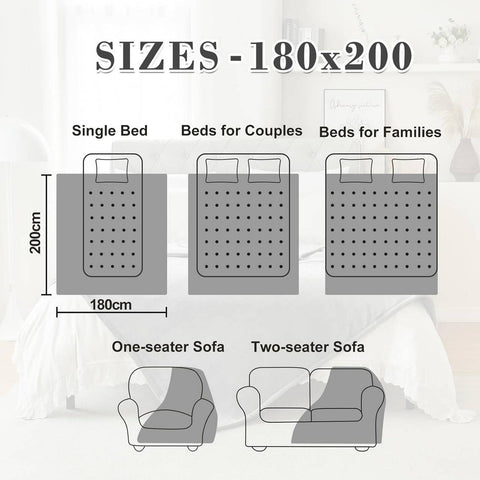 Rootz Flannel Electric Blanket - Heated Throw - Warming Blanket - Smart Temperature Control - Adjustable Timer - Machine Washable - 180x130cm, 200x180cm