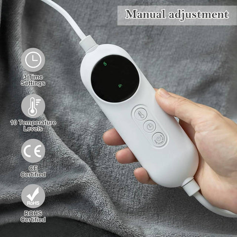 Rootz Flannel Electric Blanket - Heated Throw - Warming Blanket - Smart Temperature Control - Adjustable Timer - Machine Washable - 180x130cm, 200x180cm