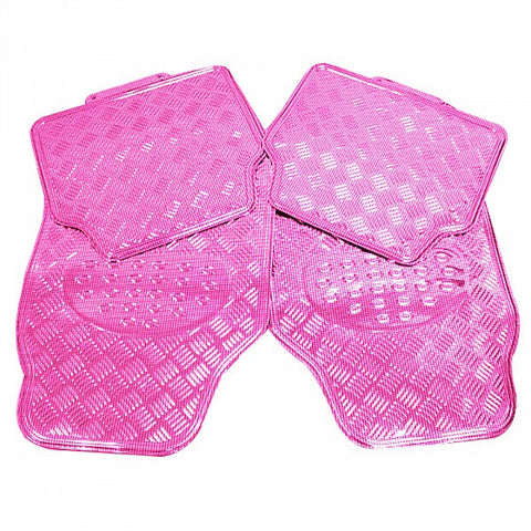 Rootz Aluminum Car Mats - Vehicle Floor Liners - Universal Fit - Heavy-duty PVC - Weatherproof - 69cm x 49cm & 46cm x 47cm