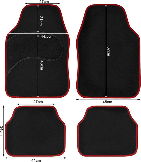 Rootz 4-Piece Car Floor Mats - Vehicle Mat Set - Floor Protectors - Universal Fit - 450gsm Carpet Material - 45cm x 67cm, 41cm x 34cm