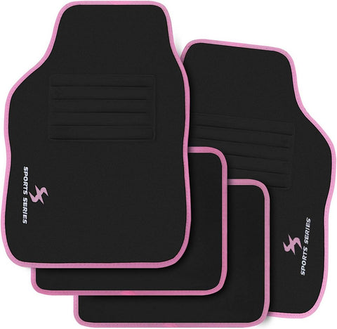 Rootz 4 Piece Car Floor Mat Set - All-Weather Floor Mats - Universal Fit - Embroidery Pattern - Water-Repellent - 45cm x 67cm & 45cm x 33cm