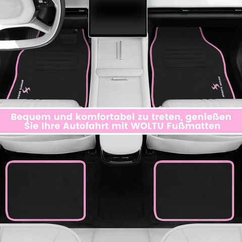 Rootz 4 Piece Car Floor Mat Set - All-Weather Floor Mats - Universal Fit - Embroidery Pattern - Water-Repellent - 45cm x 67cm & 45cm x 33cm
