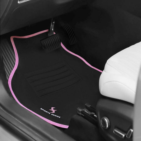 Rootz 4 Piece Car Floor Mat Set - All-Weather Floor Mats - Universal Fit - Embroidery Pattern - Water-Repellent - 45cm x 67cm & 45cm x 33cm