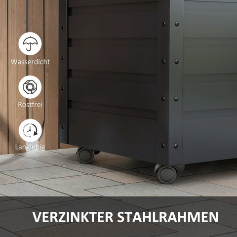 Rootz Outdoor Storage Box - Garden Box - Cushion Box - Weather Resistant - 4 Wheels - 100cm x 62cm x 65cm - Dark Gray
