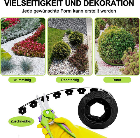 Rootz Premium Lawn Edging System - Garden Border - Landscape Edging - Durable, Flexible, Weatherproof - 10m/20m x 5cm x 5cm
