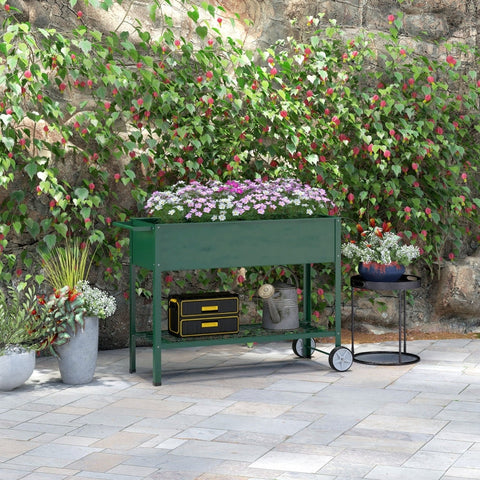 Rootz Raised Garden Bed - Elevated Planter Box - Metal Plant Pot - Back-Friendly Design - 109cm x 44cm x 80cm