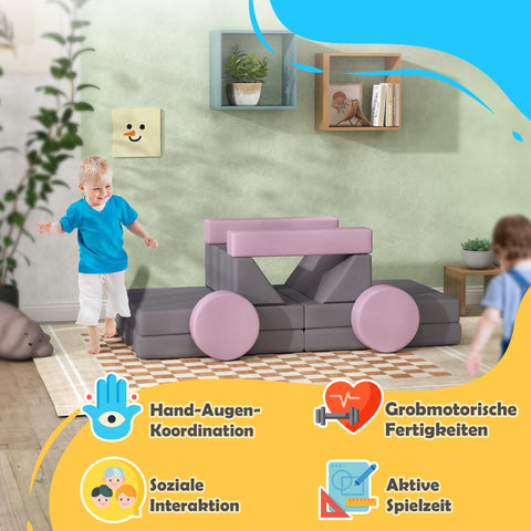 Rootz Modular Children's Sofa - Play Sofa - Building Blocks - Boosts Creativity - 150cm x 69cm x 49cm