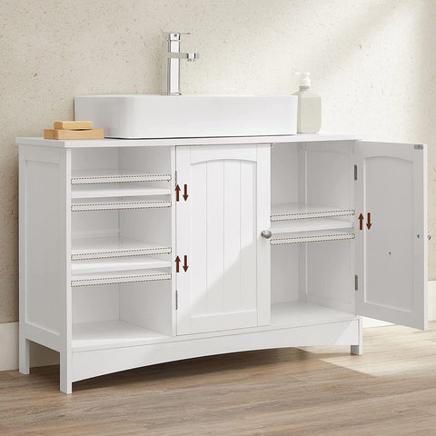 Rootz Under-Sink Cabinet - Bathroom Storage - Vanity Cabinet - MDF - Chrome Handles - 90cm x 30cm x 60cm