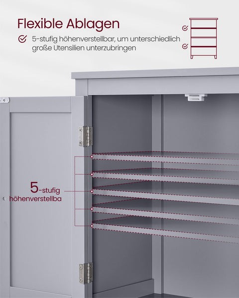 Rootz Kitchen Cabinet - Pantry Organizer - Storage Unit - Adjustable Shelves - 120cm x 40cm x 180cm