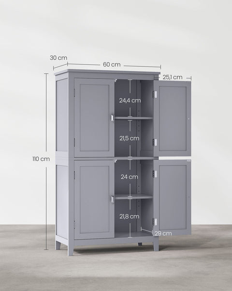 Rootz Kitchen Cabinet - Pantry Organizer - Storage Unit - Adjustable Shelves - 120cm x 40cm x 180cm