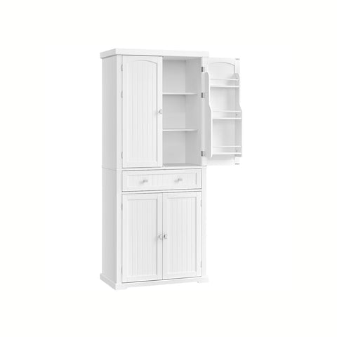 Rootz White Kitchen Cupboard - Pantry Cabinet - Shelves & Drawers - MDF - 40cm x 76cm x 182.1cm - Maximum Load 27kg - Assembly Required