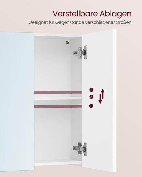 Rootz Wall Cabinet Mirror - Bathroom Storage Unit - Adjustable Shelf - Space-Saving - 15cm x 90cm x 60cm