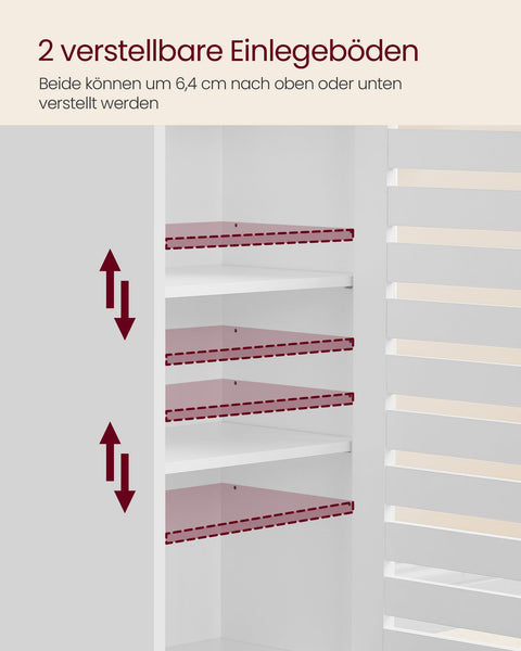 Rootz Tall Cabinet with 3 Open Compartments - Storage Organizer - Cloud White - 30cm x 40cm x 167cm - 20kg - Stylish and Functional