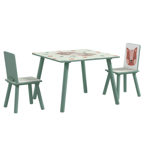 Rootz Children's Seating Group - Kids Table Set - Animal Motif Furniture - Stimulates Imagination - 60x60x44cm Table + 2 Chairs 26.5x26.5x50cm