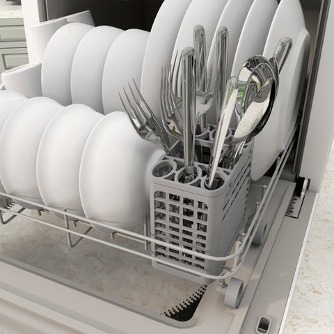 Rootz Small Dishwasher - Compact Kitchen Helper - Table Dishwasher - 6 Programs - Sparkling Clean Dishes - 45W x 44D x 45.8H cm