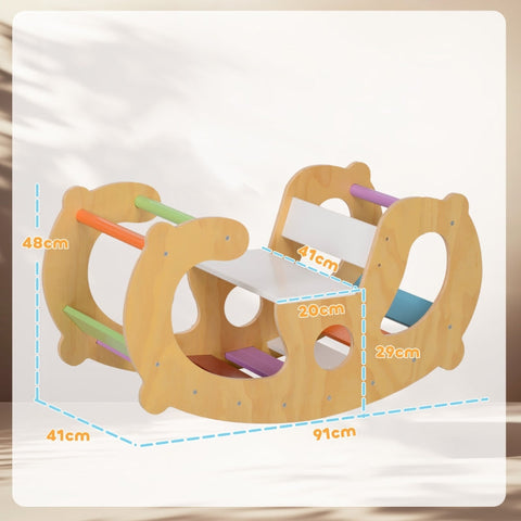 Rootz Climbing Frame - Pikler Arch Ladder - Rocking Chair - Versatile Indoor Play - 91cm x 41cm x 48cm